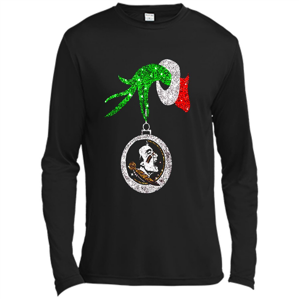 Amazing Florida State Seminoles Glitter Grinch Monogram Ornament Christmas Gift - Canvas Long Sleeve T-Shirt