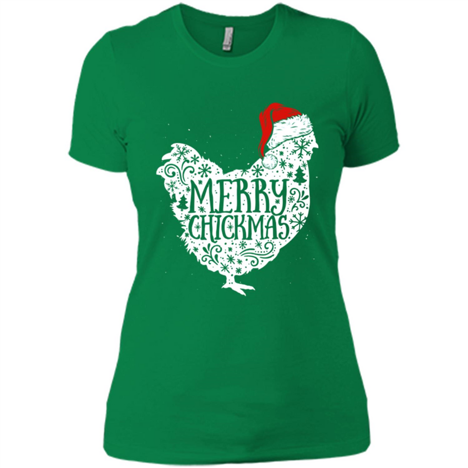 Chicken Christmas T Shirt Merry Chickmas Santa Claus Gifts - Ladies' Boyfriend T-Shirt
