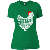 Chicken Christmas T Shirt Merry Chickmas Santa Claus Gifts - Ladies' Boyfriend T-Shirt