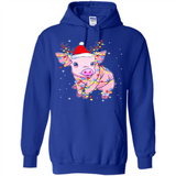 Christmas Lights Pig Wearing Santa Hat Funny Xmas - Hoodie