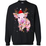 Christmas Lights Pig Wearing Santa Hat Funny Xmas - Sweatshirt