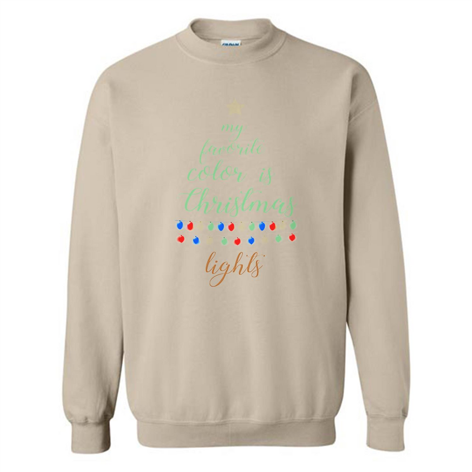 My Favorite Color is Christmas Lights Xmas Sporty T-Shirt - Sweatshirt