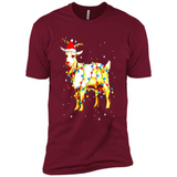 Christmas Lights Goat Wearing Santa Hat T-Shirt - Premium Short Sleeve T-Shirt