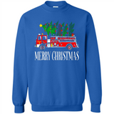 Firetruck Santa Sleigh Merry Christmas Firefighter - Sweatshirt