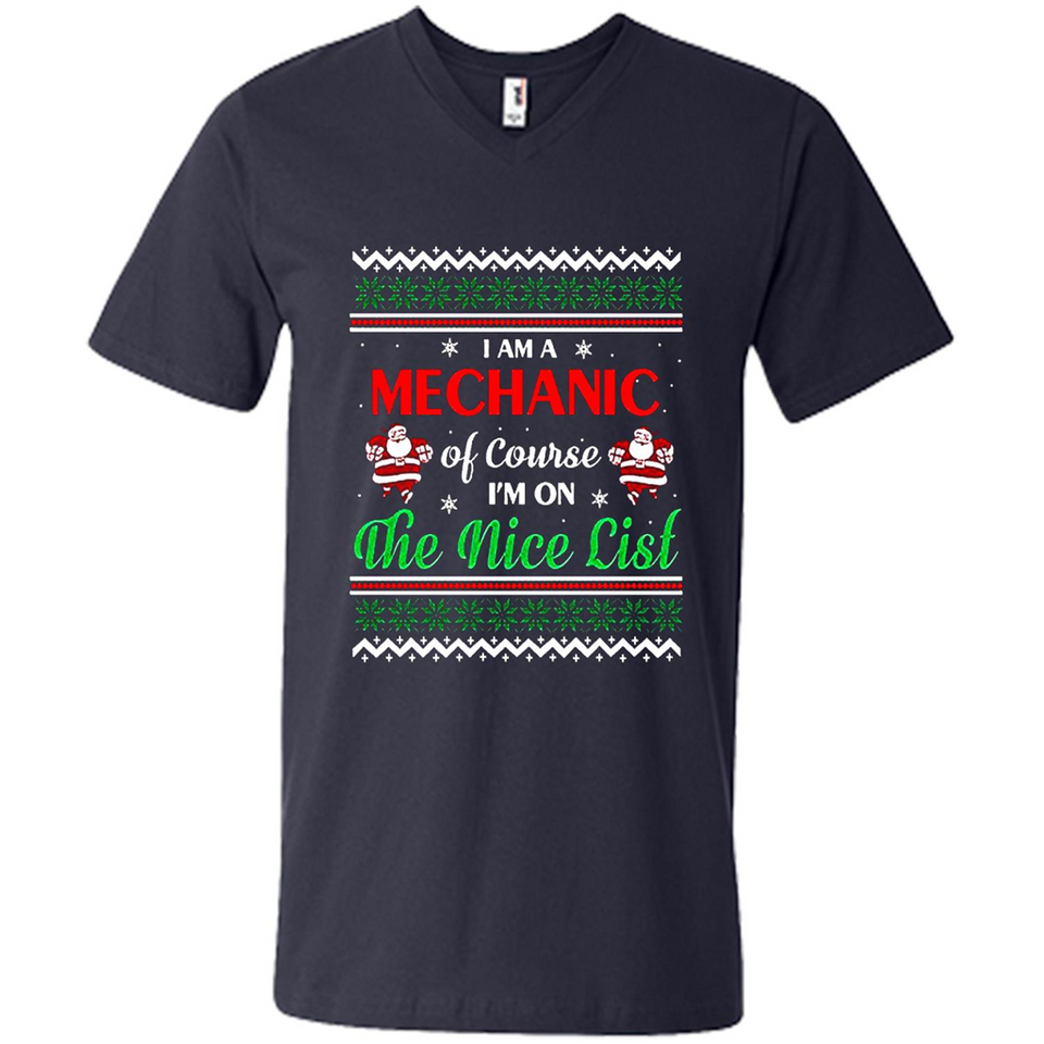 Funny Ugly Christmas T-Shirt Gift for Mechanic - Men's V-Neck
