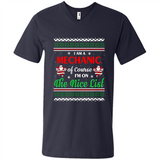 Funny Ugly Christmas T-Shirt Gift for Mechanic - Men's V-Neck