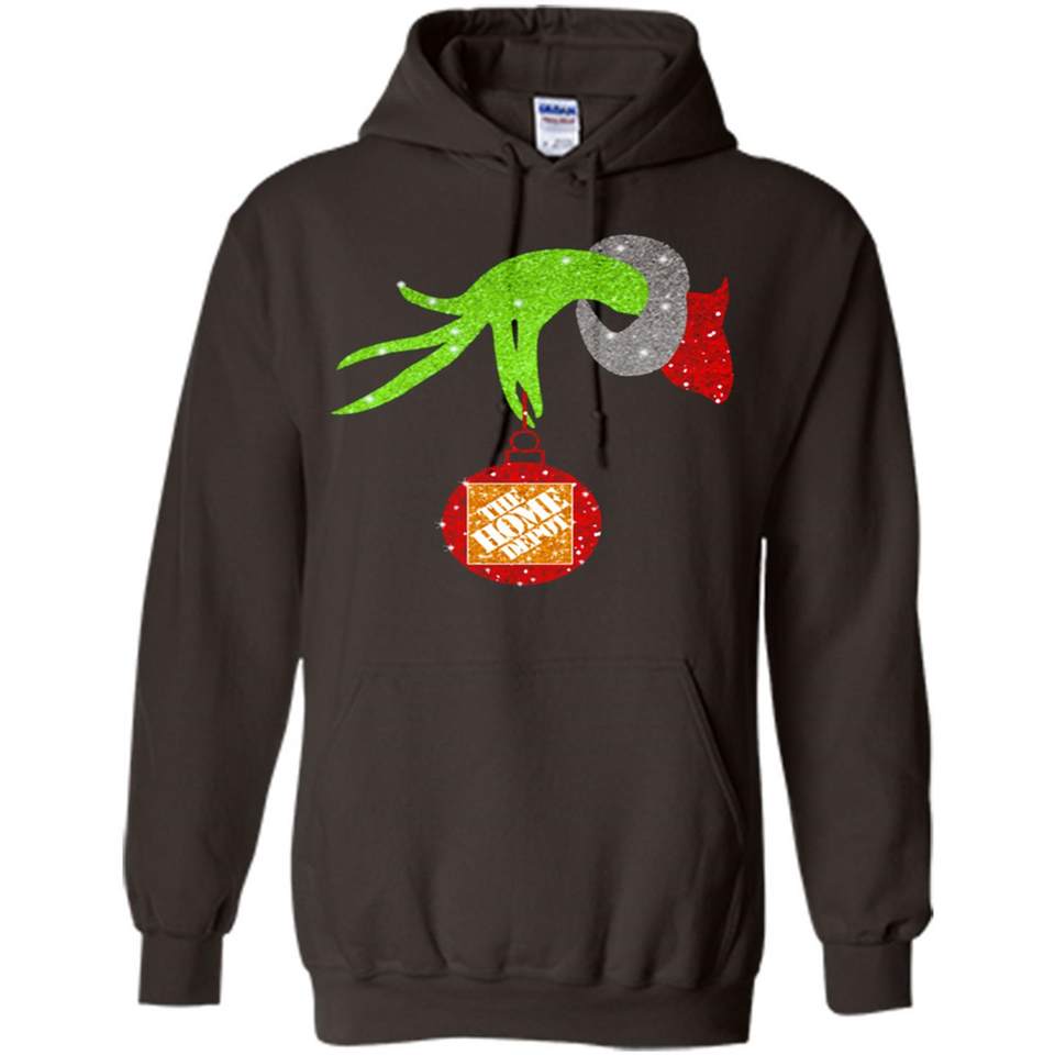 Grinch hand holding Logo HomeDepot Glitter Christmas - Hoodie