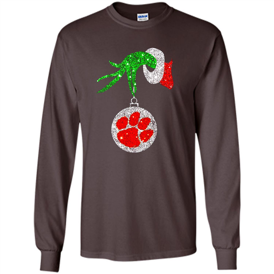 Amazing tee Clemson Tigers Glitter Grinch Monogram Ornament Christmas Gift - Sao chép - Long Sleeve T-Shirt