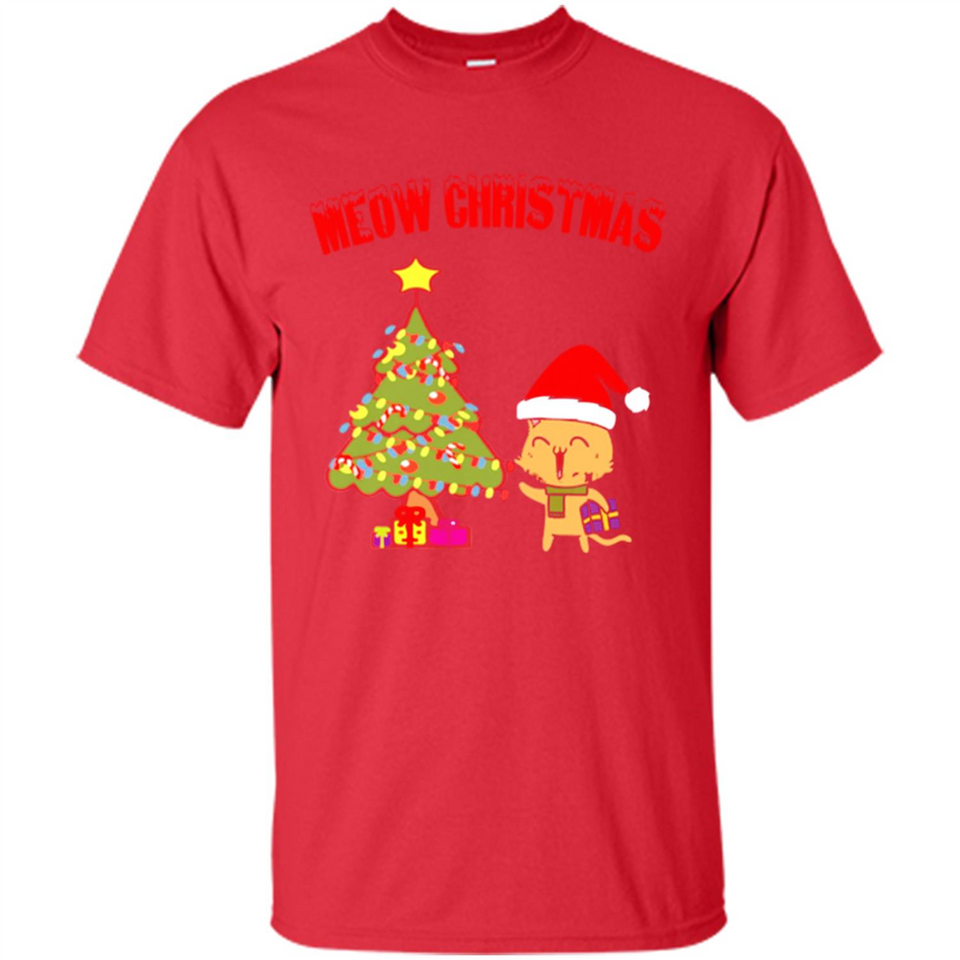 Meow merry christmas- cat and pine merry christmas - Shirt