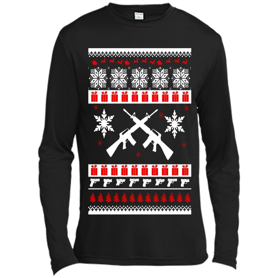 Rifle I Want Rifle Guns For Christmas ugly - Canvas Long Sleeve T-Shirt