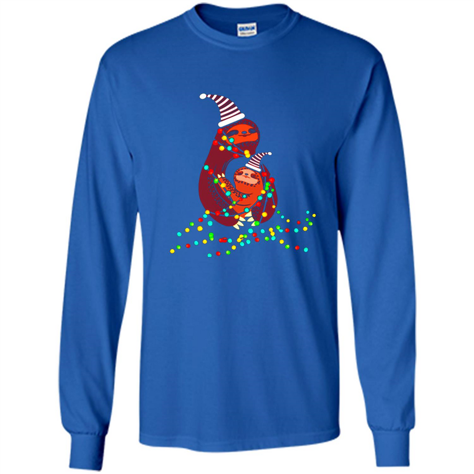 Christmas Lights Sloth Long Sleeve Santa Sloth - Long Sleeve T-Shirt