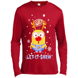 Minion Anaheim Ducks Ugly Christmas Sweater Let it Snow - Canvas Long Sleeve T-Shirt