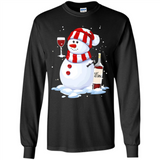 Cute Snowman drink Red Wine Christmas - Long Sleeve T-Shirt