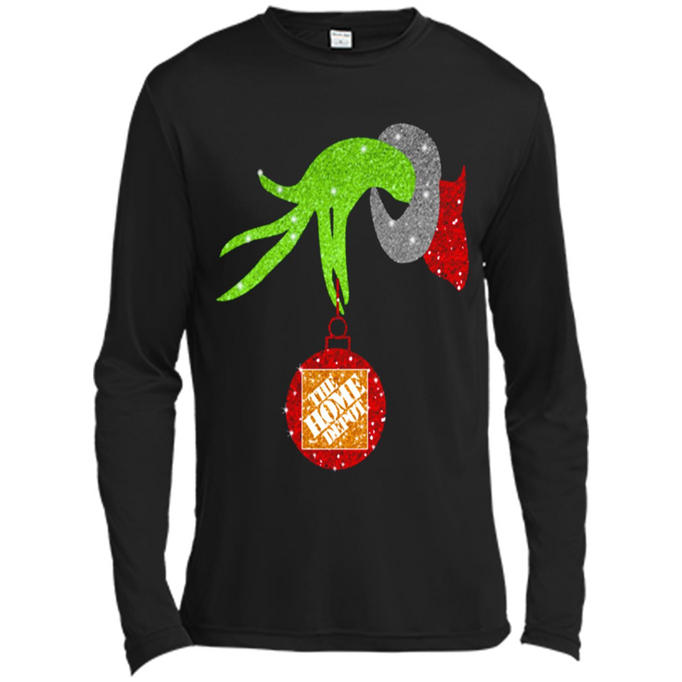 Grinch hand holding Logo HomeDepot Glitter Christmas - Canvas Long Sleeve T-Shirt