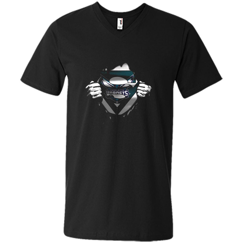 Charlotte Hornets And Superman Fans - Men's V-Neck
