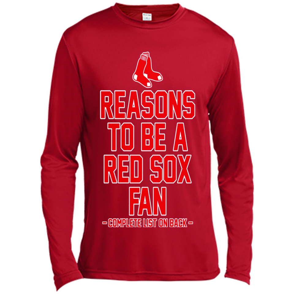 Reasons to be a Boston Red Sox Fan Complete List on Back - Canvas Long Sleeve T-Shirt