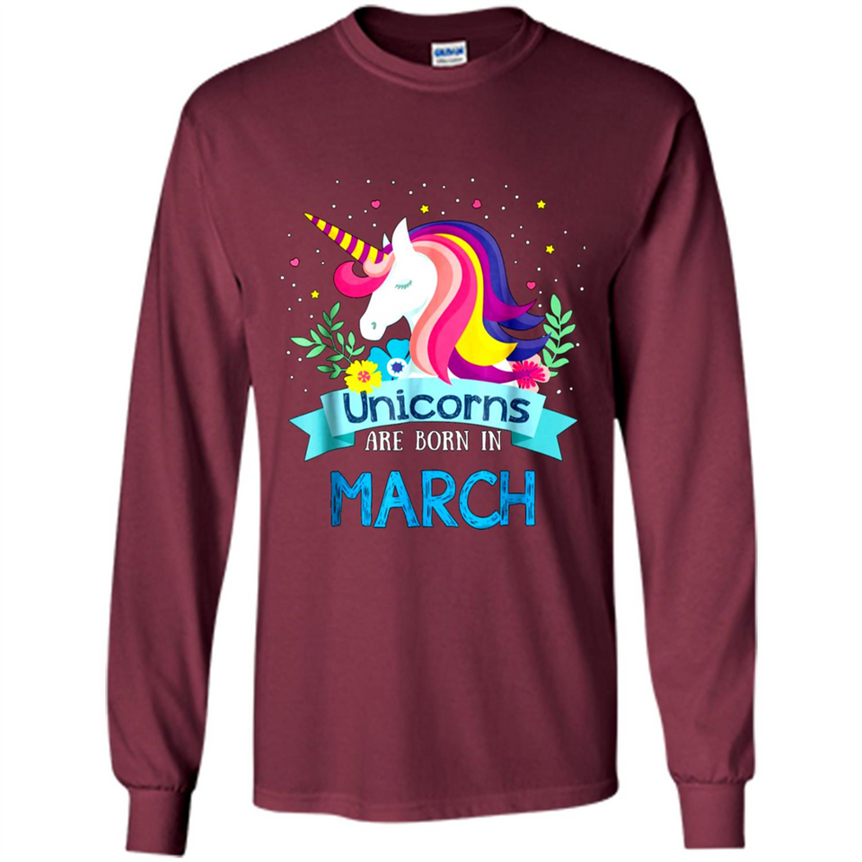 Unicorns are born in March Birthday Rainbow Gift Ladies Custom