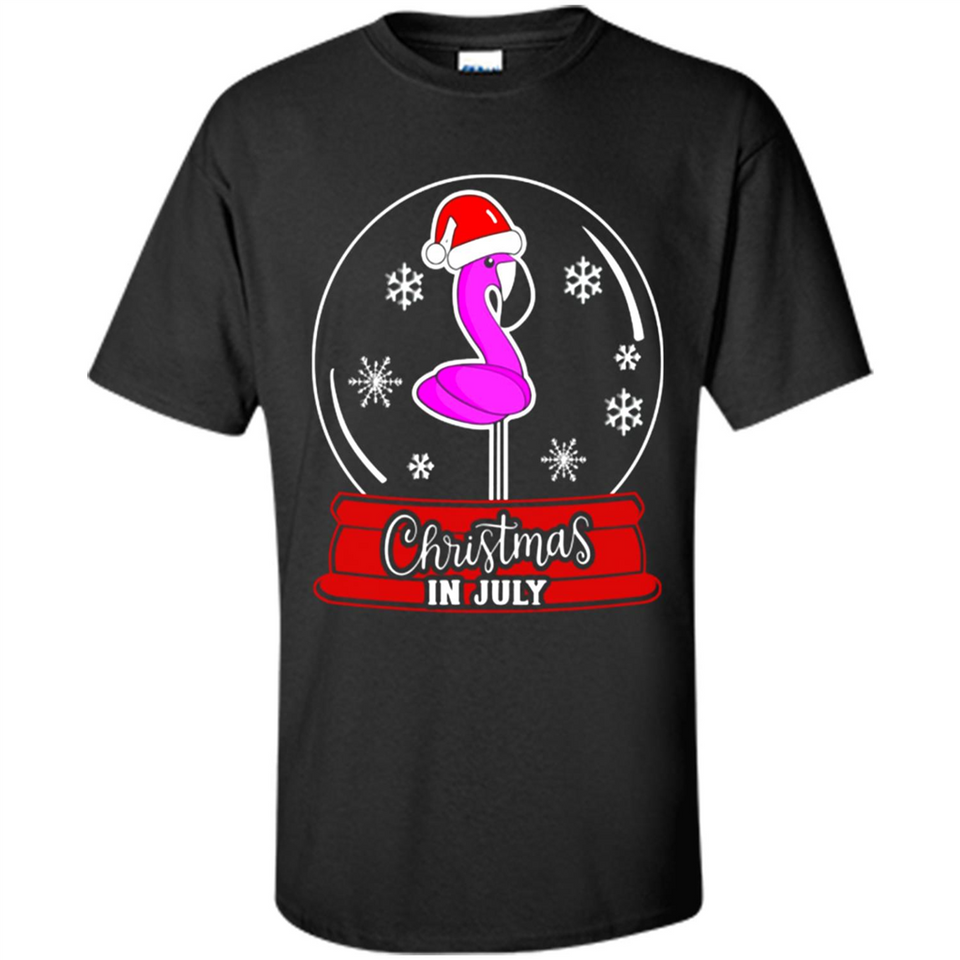 Christmas In July Flamingo Snow Globe Santa Hat - Shirt