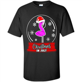 Christmas In July Flamingo Snow Globe Santa Hat - Shirt