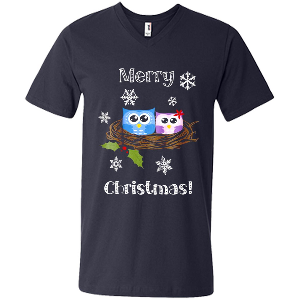 Cute Christmas Shirt Merry Christmas Snowflakes Owls Nest