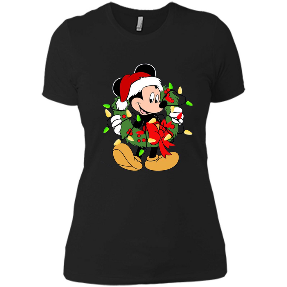 Disney Mickey Mouse Christmas Lights Sweatshirt - Ladies' Boyfriend T-Shirt