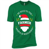 Be Nice to Farmer Santa Watching Christmas 1 - Premium Short Sleeve T-Shirt