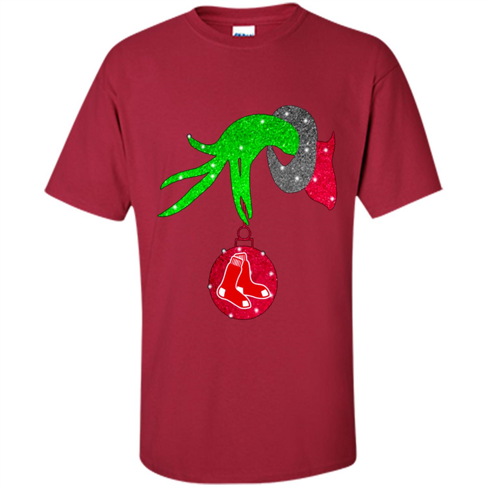 GRINCH HAND HOLDING BOSTON RED SOX GLITTER CHRISTMAS PINGPONG