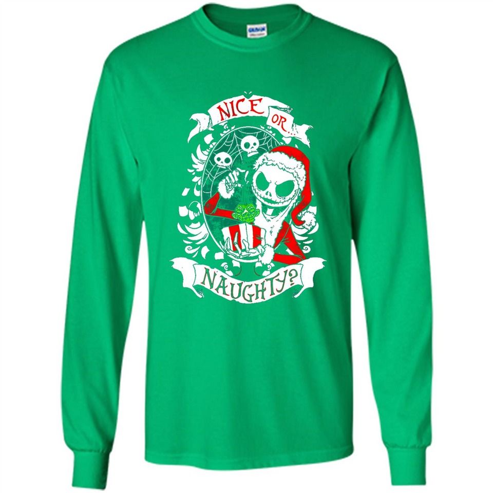 Christmas Shirt, Santa Nice Or Naughty Xmas - Long Sleeve T-Shirt