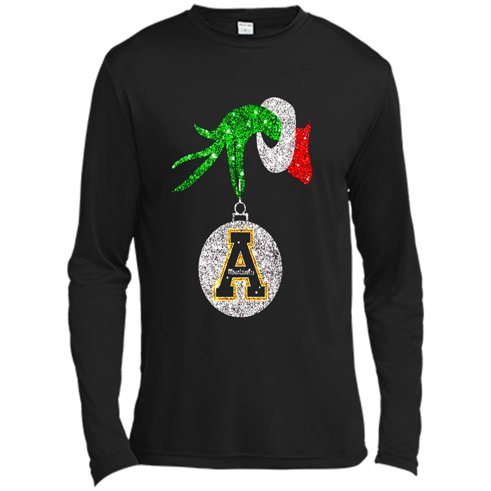 Funny Appalachian State Mountaineers Glitter Grinch Monogram Ornament Christmá - Canvas Long Sleeve T-Shirt