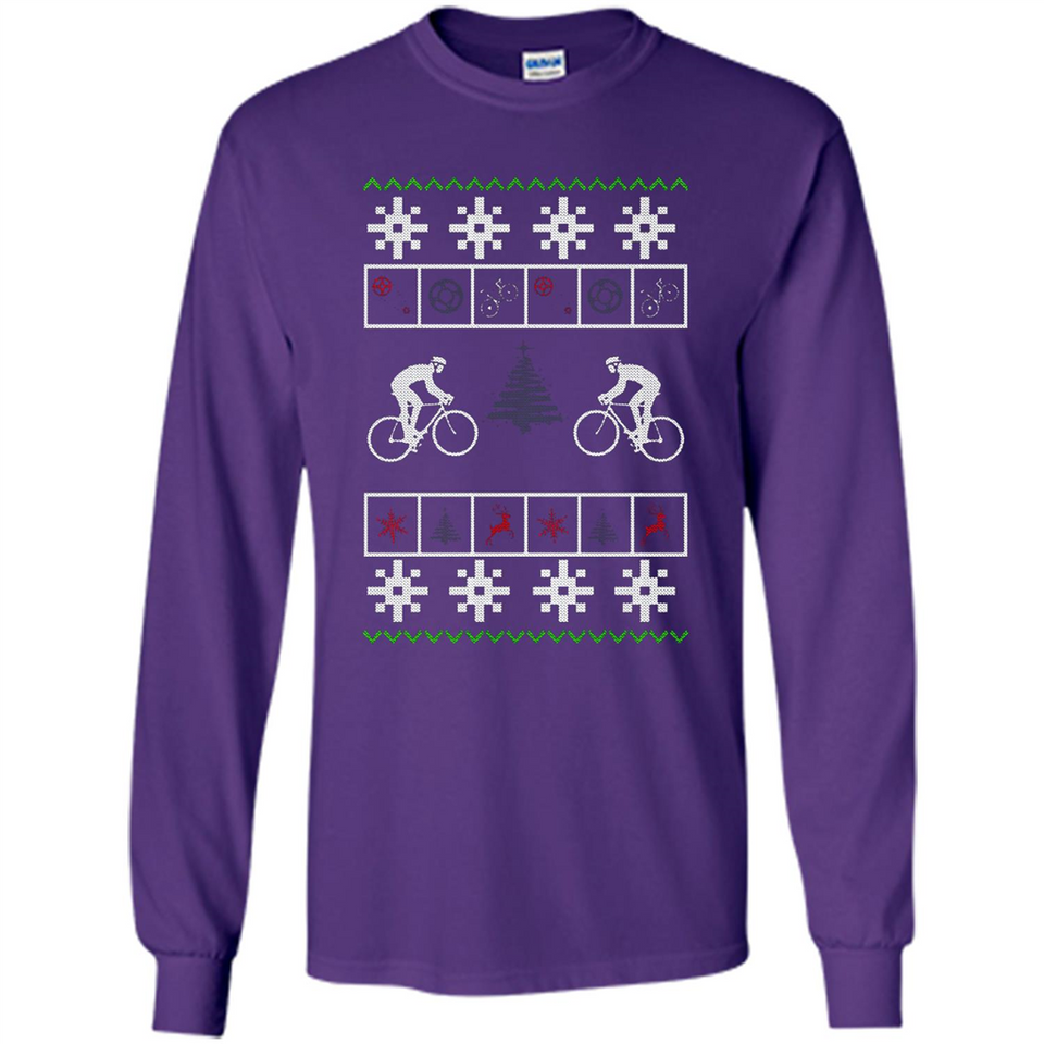 Christmas Ugly Sweater Cycling - Best Ugly Christmas Sweater - Long Sleeve T-Shirt
