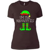 Matching Family Christmas Shirt Funny I'm The Naughty Elf Black mugs PINGPONG - Ladies' Boyfriend T-Shirt