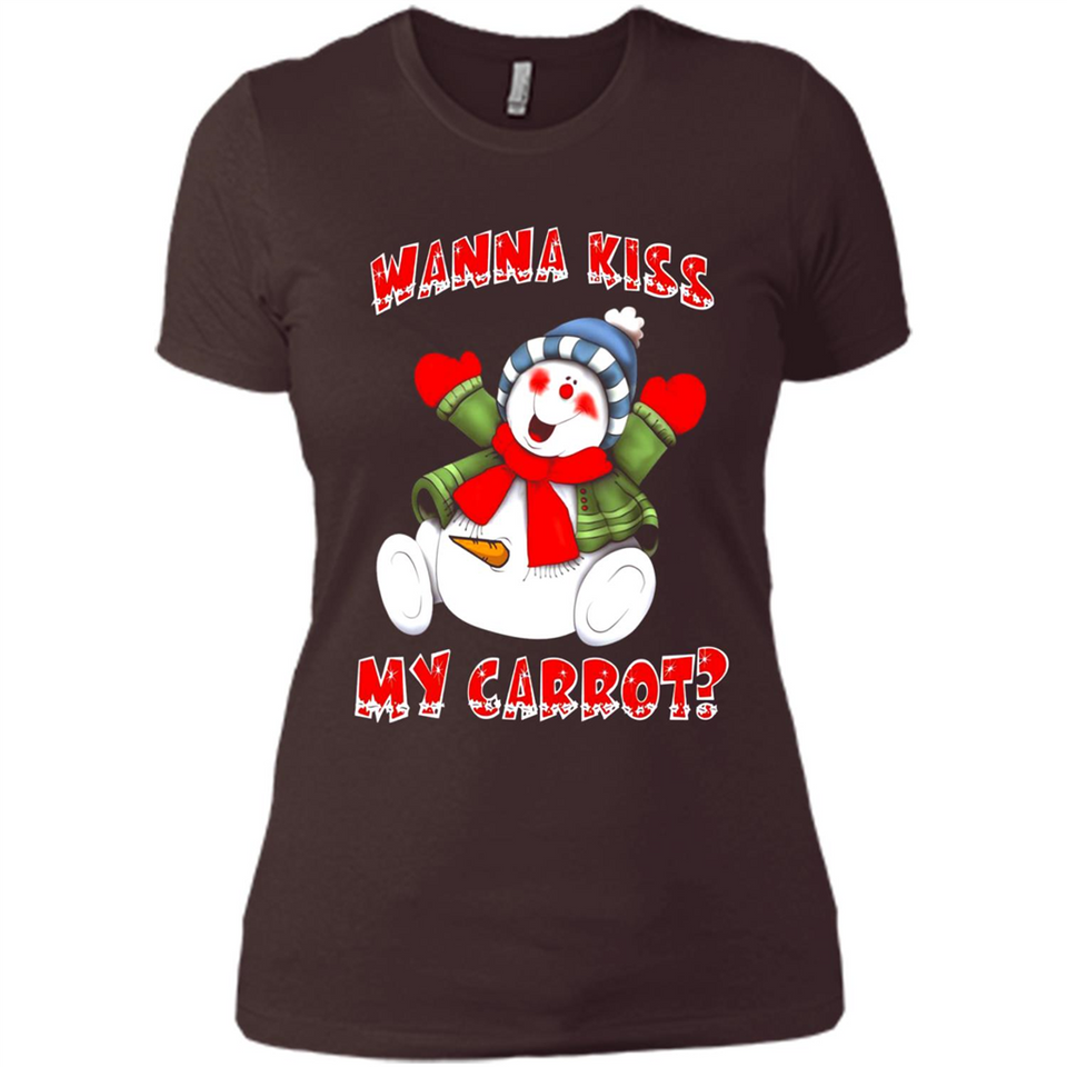 Snowman Wanna Kiss My Carrot Christmas - Ladies' Boyfriend T-Shirt