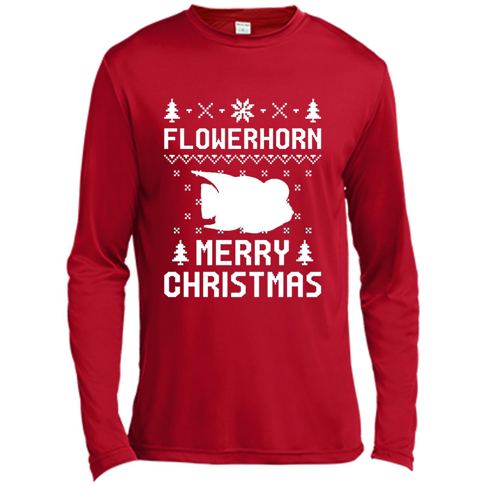Flowerhorn Christmas T-shirt, Ugly Christmas Sweater - Canvas Long Sleeve T-Shirt