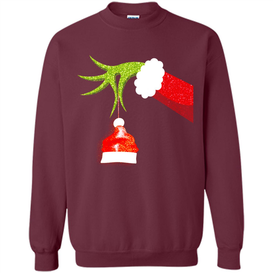 Funny Grinch Hand Holding Santa Hat Ornament Christmas PING PONG