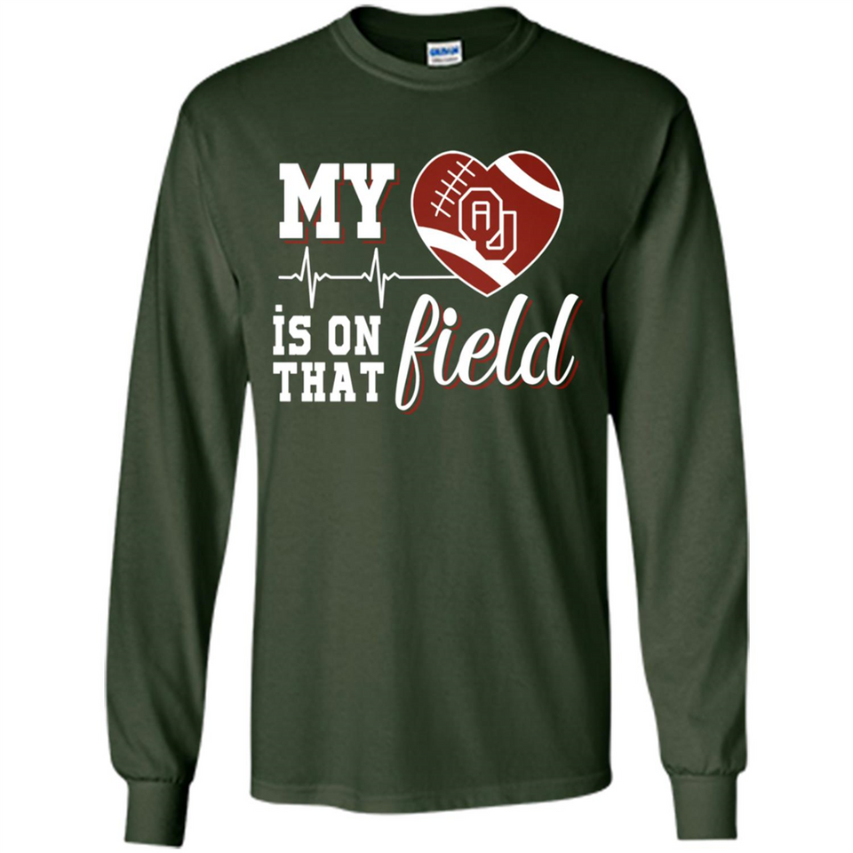 Oklahoma Sooners Football My Heart is on that Field - Long Sleeve T-Shirt