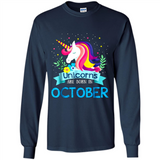 Unicorns are born in October Birthday Rainbow Gift Ladies Custom