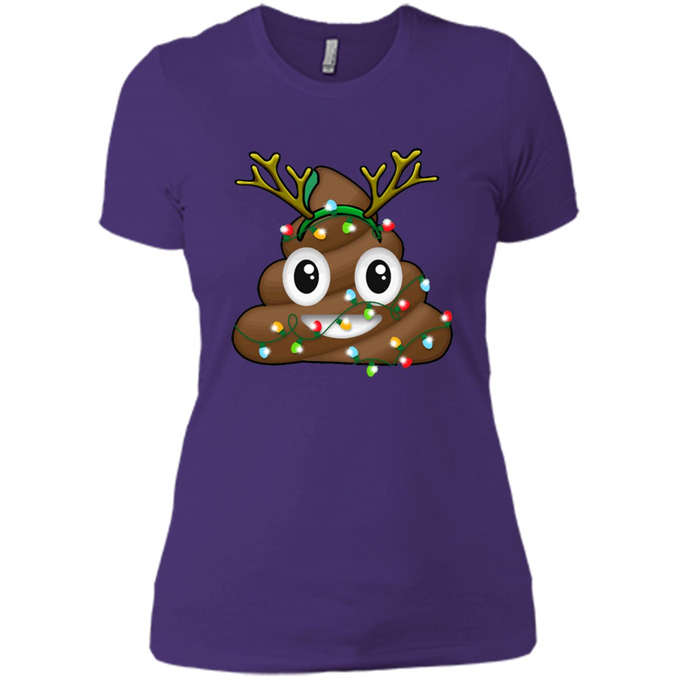 Reindeer Poop Emoji Cute Merry Christmas T-Shirt - Ladies' Boyfriend T-Shirt