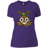 Reindeer Poop Emoji Cute Merry Christmas T-Shirt - Ladies' Boyfriend T-Shirt