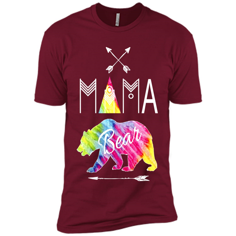 Mama Bear Shirt Tie Dye Family Vacation & Camping Tee - Premium Short Sleeve T-Shirt