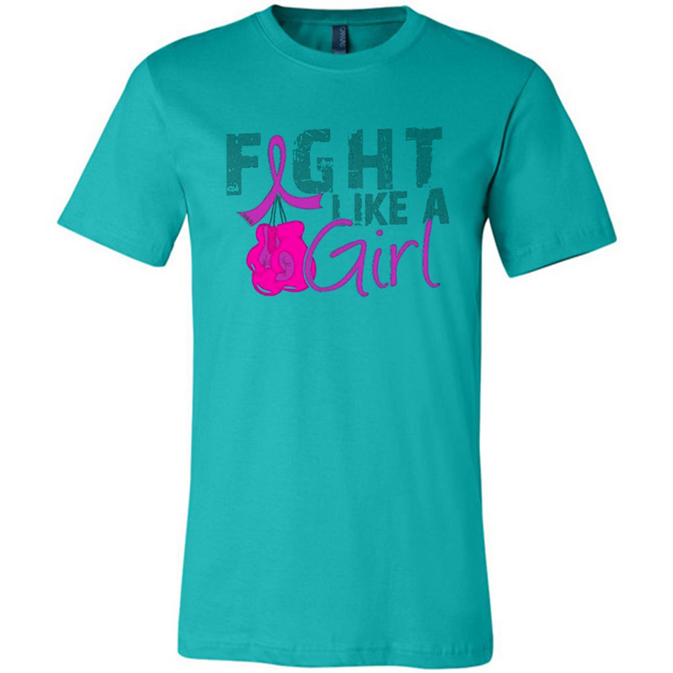 Fight Like A Girl Breast Cancer Awareness - Canvas Unisex T-Shirt