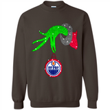 GRINCH HAND HOLDING EDMONTON OILERS GLITTER CHRISTMAS PINGPONG