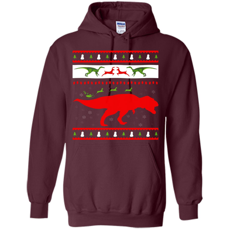 Dinosaur and Santa Clause Ugly Christmas Sweater - Hoodie