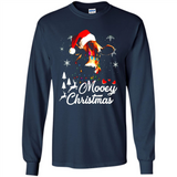 Mooey Christmas Cow Santa Christmas Lover Lights Sweatshirt - Long Sleeve T-Shirt