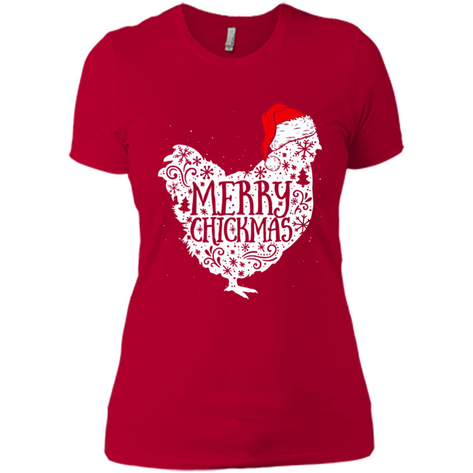 Chicken Christmas T Shirt Merry Chickmas Santa Claus Gifts - Ladies' Boyfriend T-Shirt