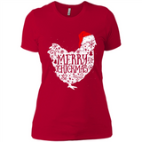 Chicken Christmas T Shirt Merry Chickmas Santa Claus Gifts - Ladies' Boyfriend T-Shirt