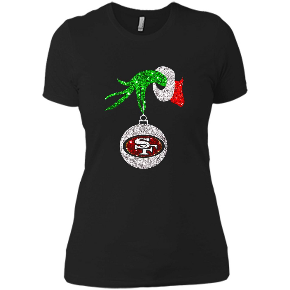 Amazing tee San Francisco 49ers Glitter Grinch Monogram Ornament Christmas Gift - Ladies' Boyfriend T-Shirt