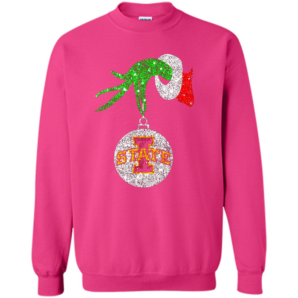 Amazing Iowa State Cyclones Glitter Grinch Monogram Ornament Christmas Gift - Sweatshirt