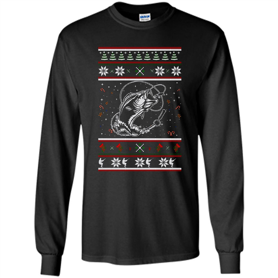 Christmas Ugly Sweater Fishing Ugly Christmas Sweater - Long Sleeve T-Shirt