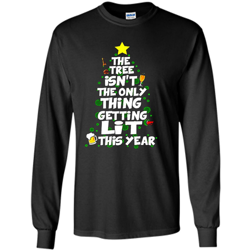 Funny Christmas Tree Drinking Sweatshirt Adult Boozy Festive - Long Sleeve T-Shirt