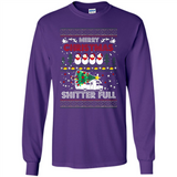 Merry Christmas Shitter Full Christmas Tree Snowman Sweater PINGPONG - Long Sleeve T-Shirt